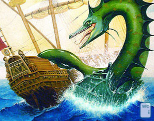 Pintura em tela de um Dragão Marinho